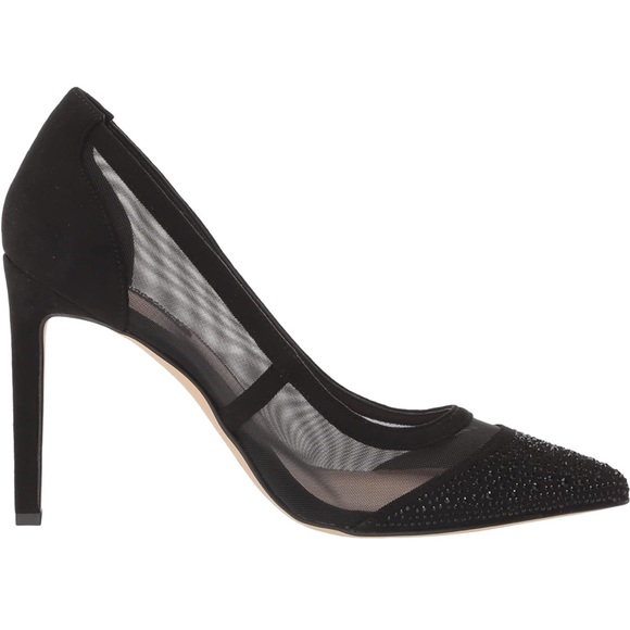 Black mesh heels with rhinestone toes! - Picture 3 of 7